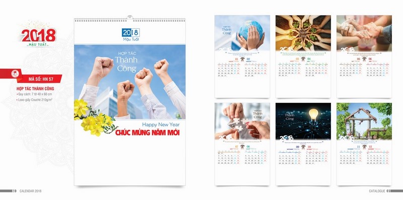 Mẫu lịch treo tường HN 2018